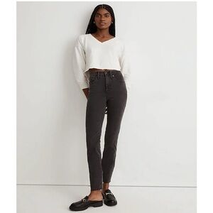 Madewell NEW Stovepipe High Rise Raw Hem Jeans Banberry Wash Black